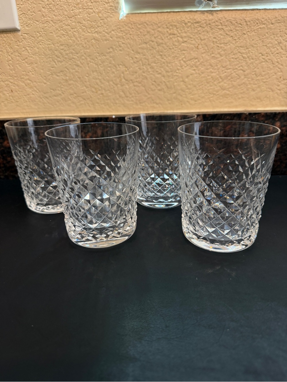 WATERFORD Crystal ALANA Double Old Fashioned Glasses 4 3/8" Tumbler Set If 4 EUC